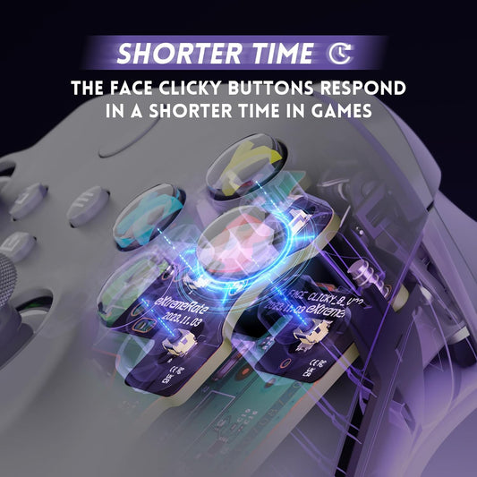 Clicky digital mouse buttons on Xbox One, PS4, and PS5 controller face buttons and D-pad for faster response and tactile feedback