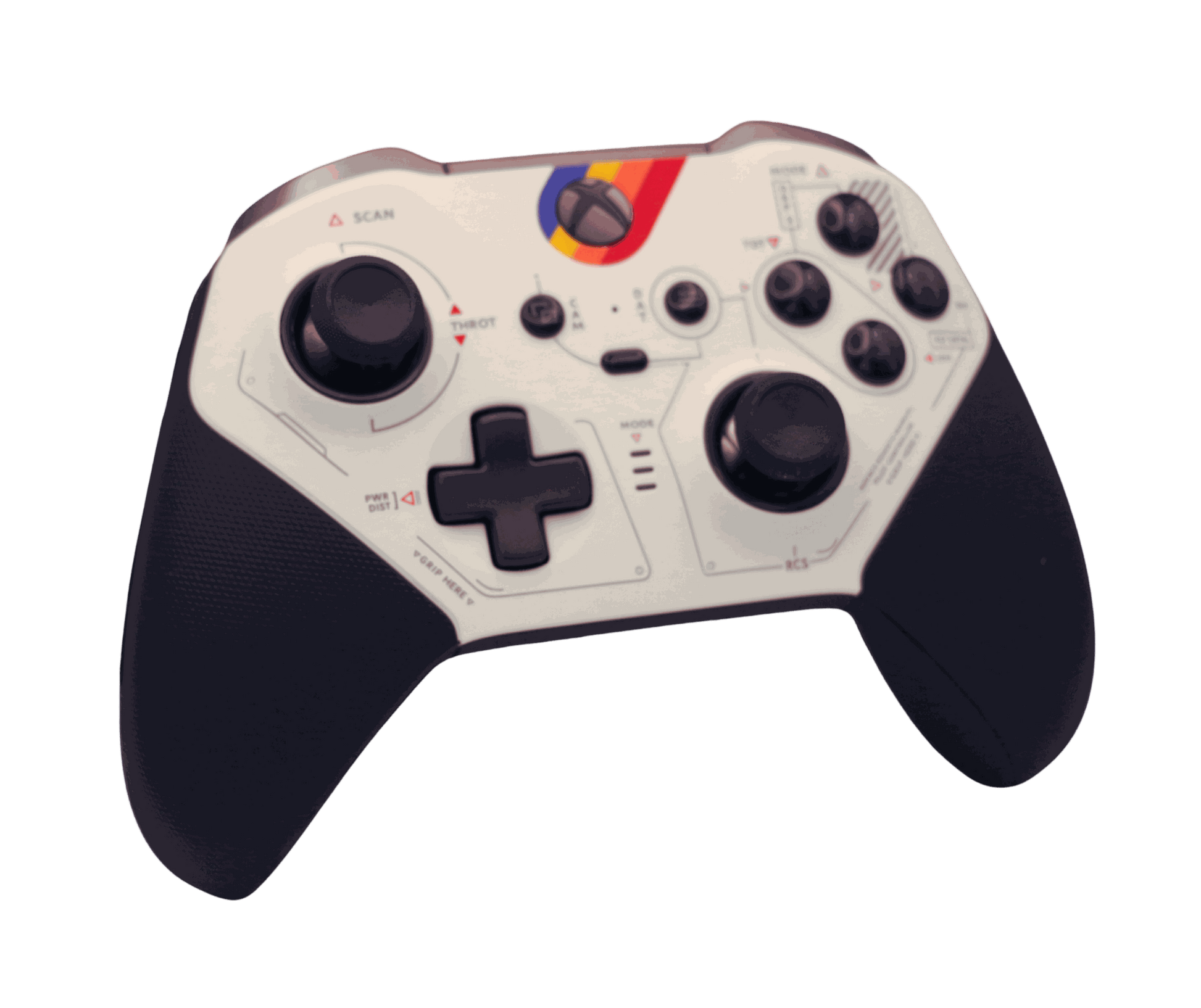 White Xbox One Elite Series 2 wireless controller with adjustable thumbsticks and rubberized grip