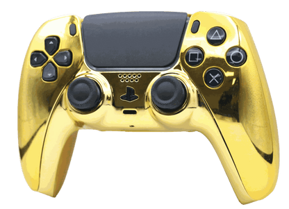 Gold PS5 modded controller with custom TMR thumbsticks and back paddles