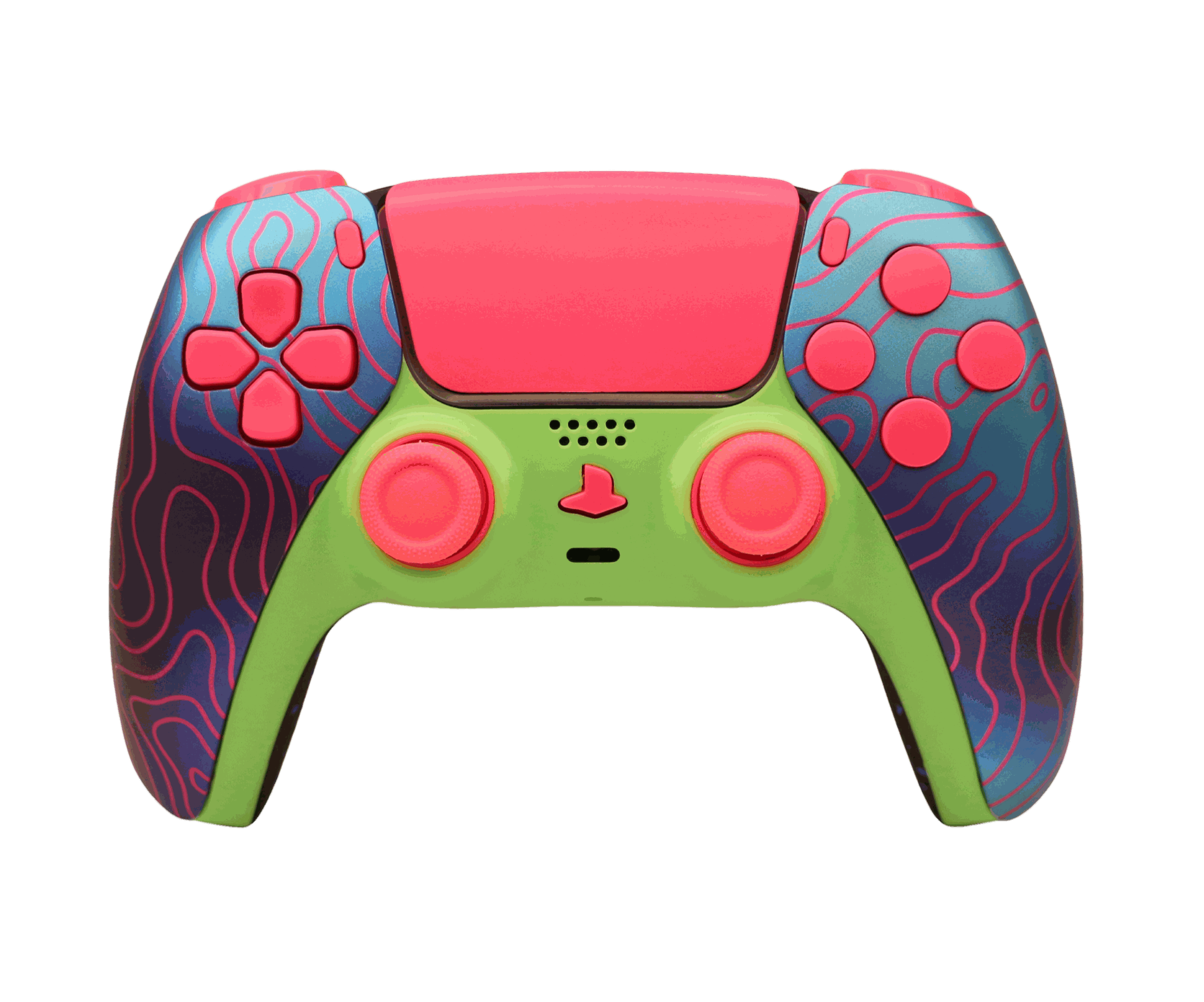 Pink Wave PS5 modded controller with customizable TMR thumbsticks, digital mouse triggers, GM Master Mod, back paddles, and adjustable battery.