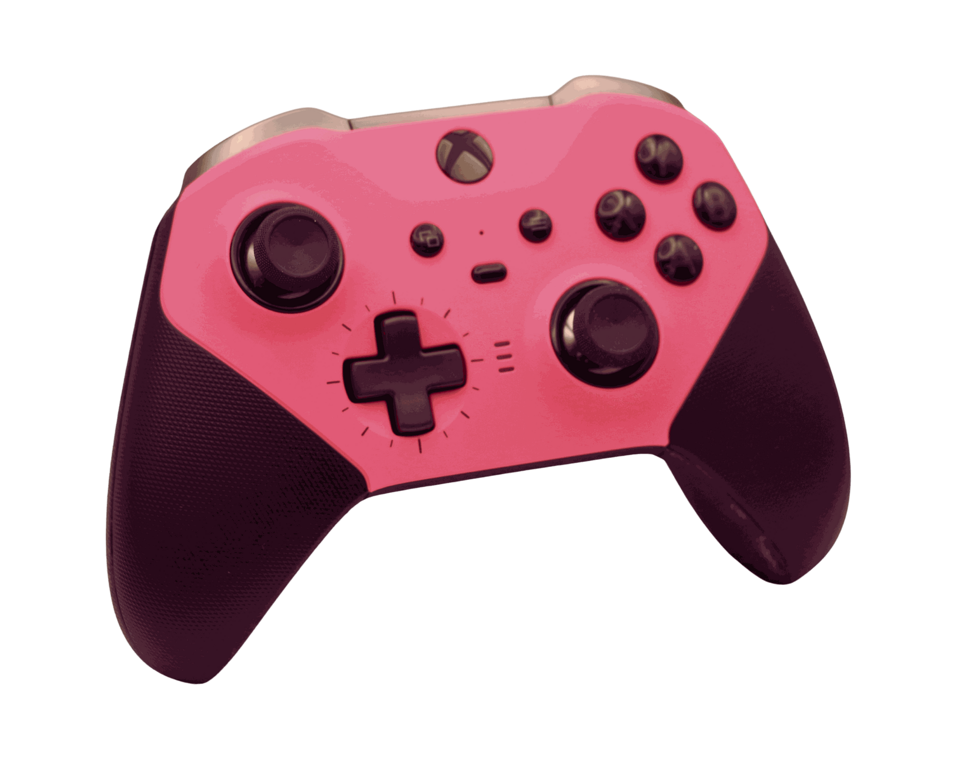 Pink Xbox One Elite Series 2 wireless controller with adjustable thumbsticks and rubberized grip
