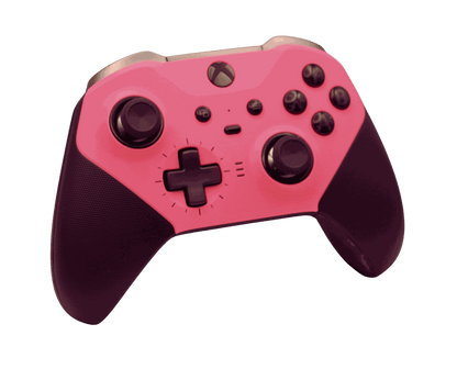 Pink Xbox One Elite Series 2 wireless controller with adjustable thumbsticks and rubberized grip
