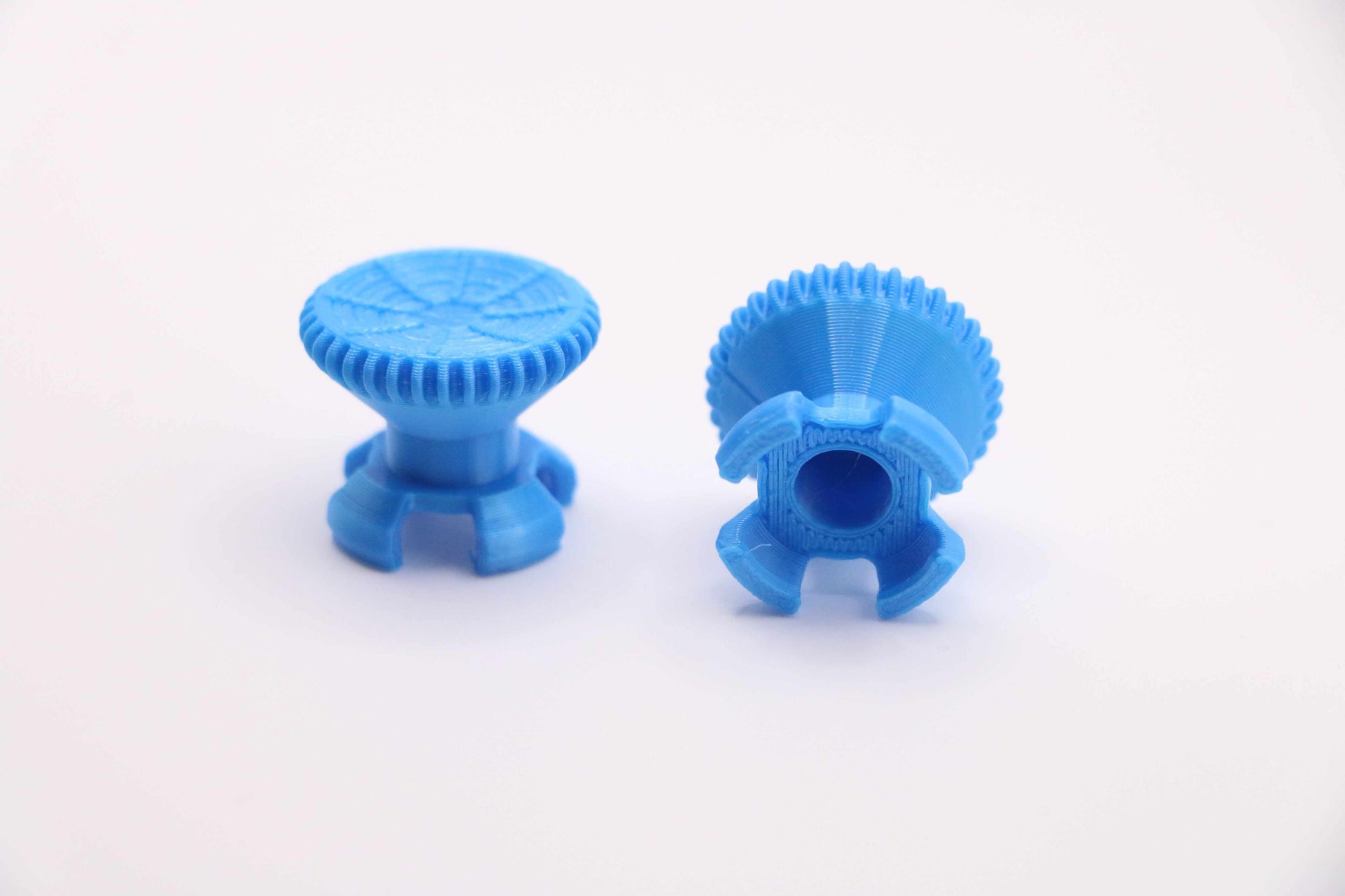 Blue 3D printed TPU thumbstick extenders for PS4 PS5 Xbox controllers