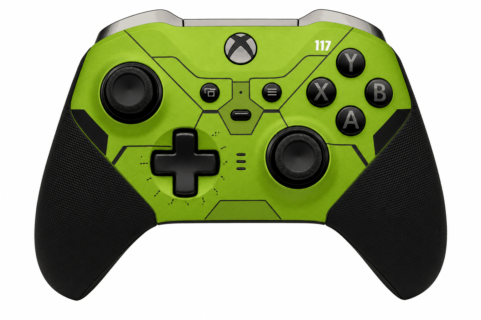 Army green Xbox One Elite Series 2 controller with adjustable TMR thumbsticks and customizable features