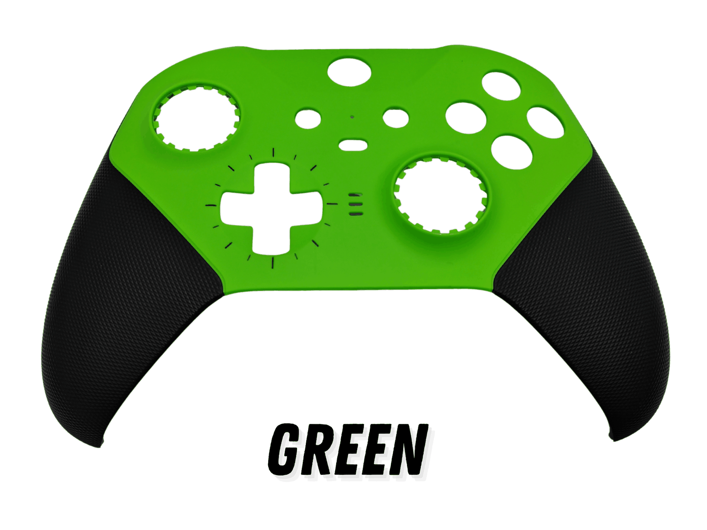 Customizable green Xbox Elite Series 2 wireless Bluetooth controller faceplate with black grips