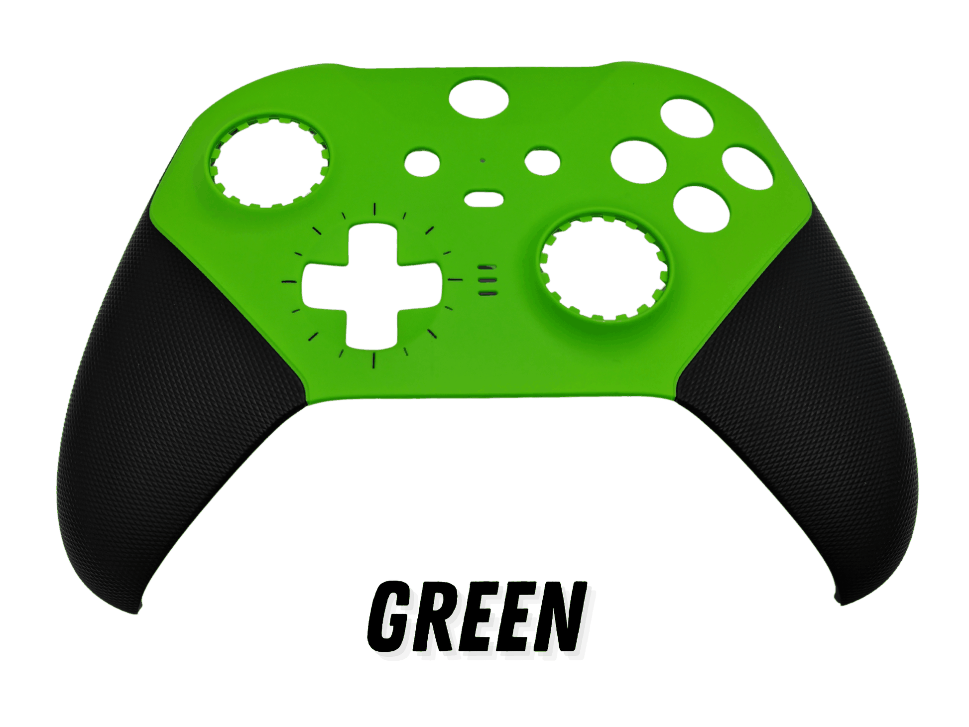 Customizable green Xbox Elite Series 2 wireless Bluetooth controller faceplate with black grips