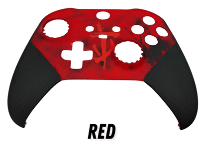 Custom red Xbox Elite Wireless Bluetooth controller shell with textured black grips for Xbox One Series 2