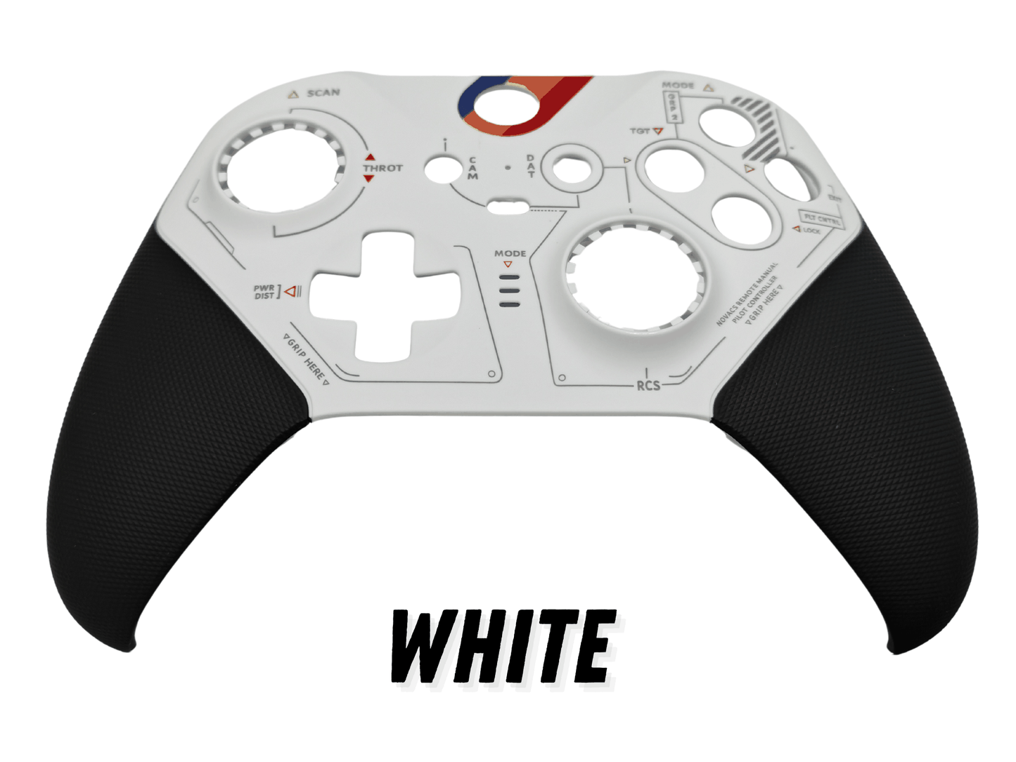 White customizable Xbox One Elite Series 2 controller shell with black grip for Xbox Wireless Bluetooth gaming
