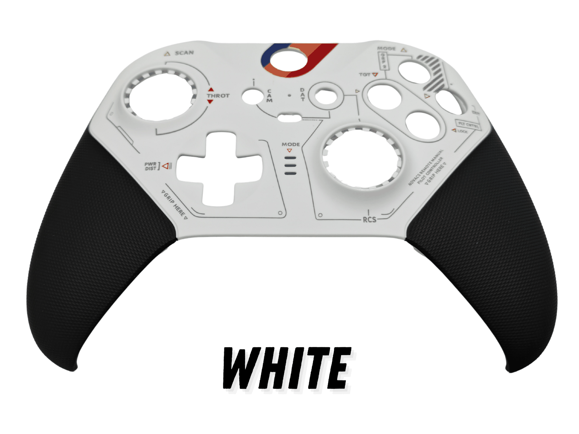 White customizable Xbox One Elite Series 2 controller shell with black grip for Xbox Wireless Bluetooth gaming