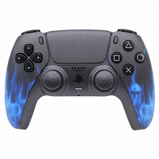 Blue Flame Custom PS5 Modded Controller with TMR Thumbsticks and back paddles