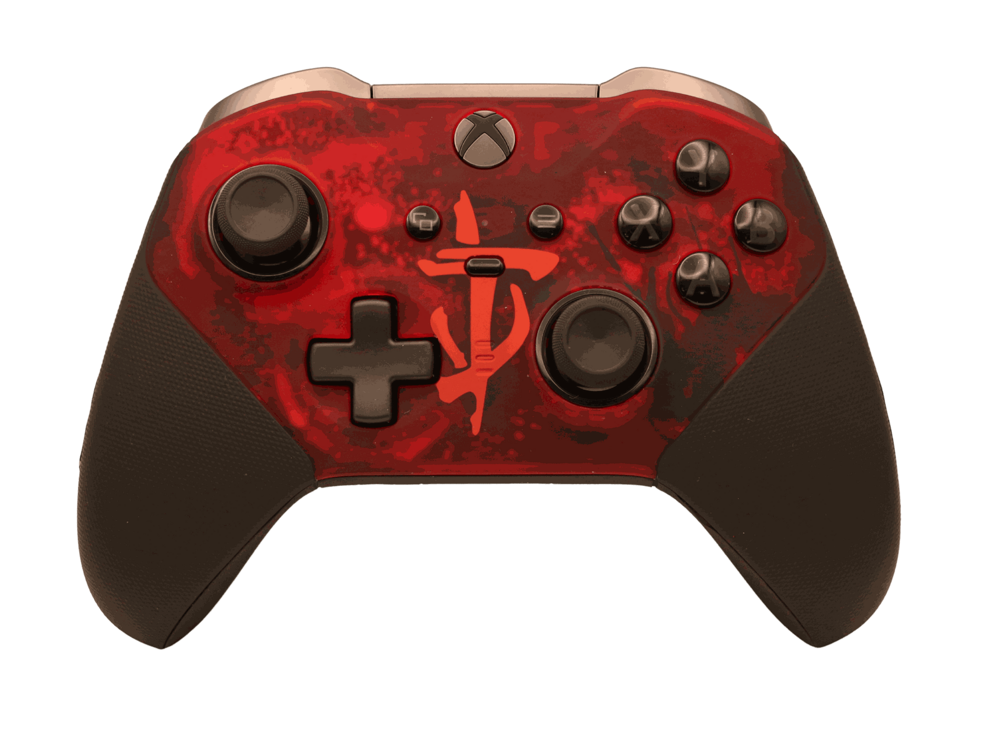 Red Xbox One Elite Series 2 wireless controller with adjustable thumbsticks and rubberized grip