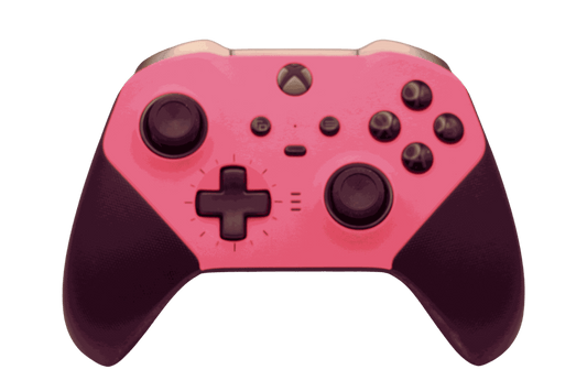 Pink Xbox One Elite Series 2 wireless controller with adjustable thumbsticks and rubberized grips