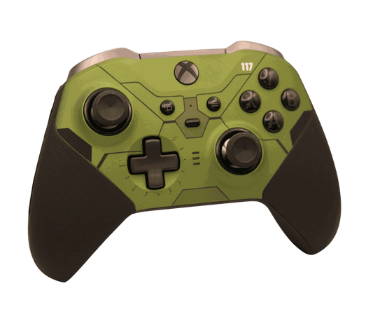 Army Halo Green Xbox One Elite Series 2 controller with TMR adjustable thumbsticks and customizable components