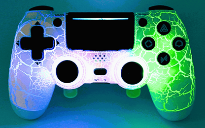 LED PS4 controller with customizable LED cracked design and enhanced gaming features